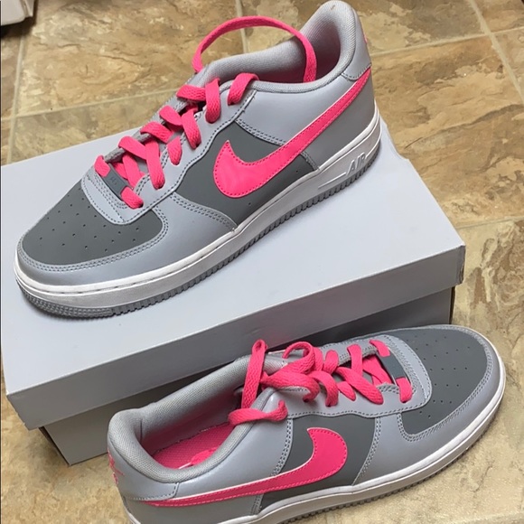 grey and pink air force ones